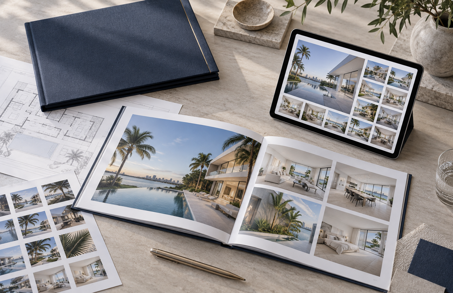 Luxury real estate campaign materials prepared for a property's market launch